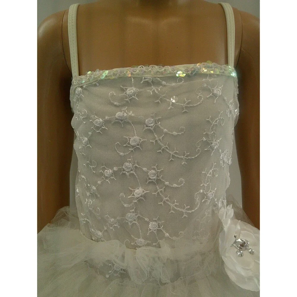 Pre-Owned Dance Costume Ballet Small Child White Curtain Call E352 Sparkle Tutu